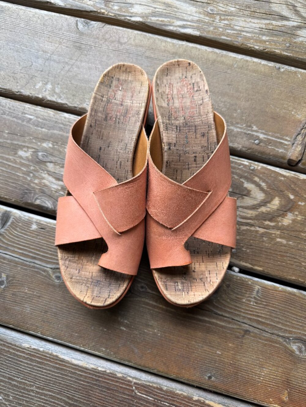 Kork-Ease Terracotta Leather Cross Band Sandals in Women's 10M